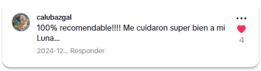 Comentario positivo 5 en TikTok sobre GatuBella